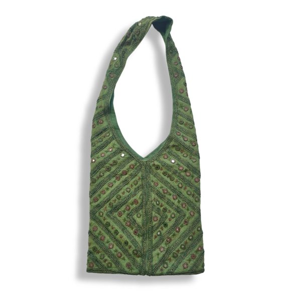 Sold-Artisan embroidered mirror embellished boho hippie crossbody bag - Picture 2 of 4